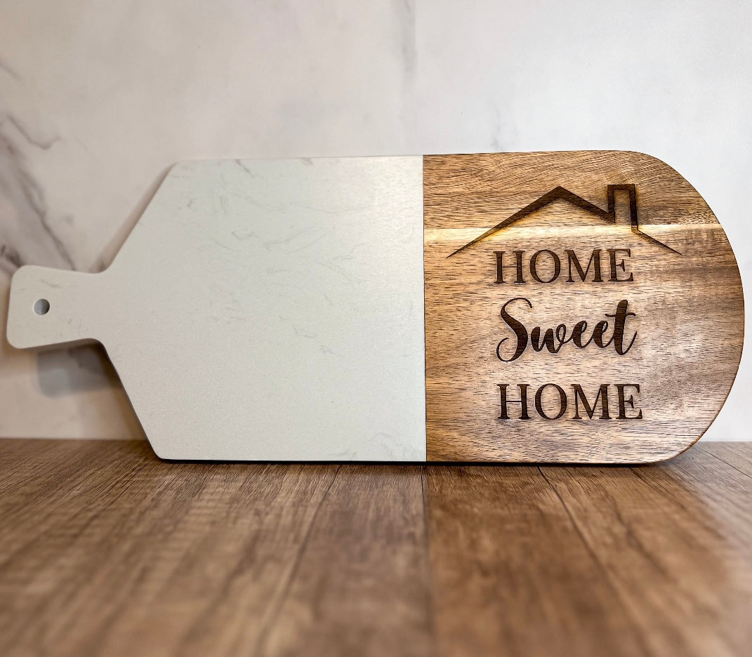 LARGE MARBLE & WOOD BOARD