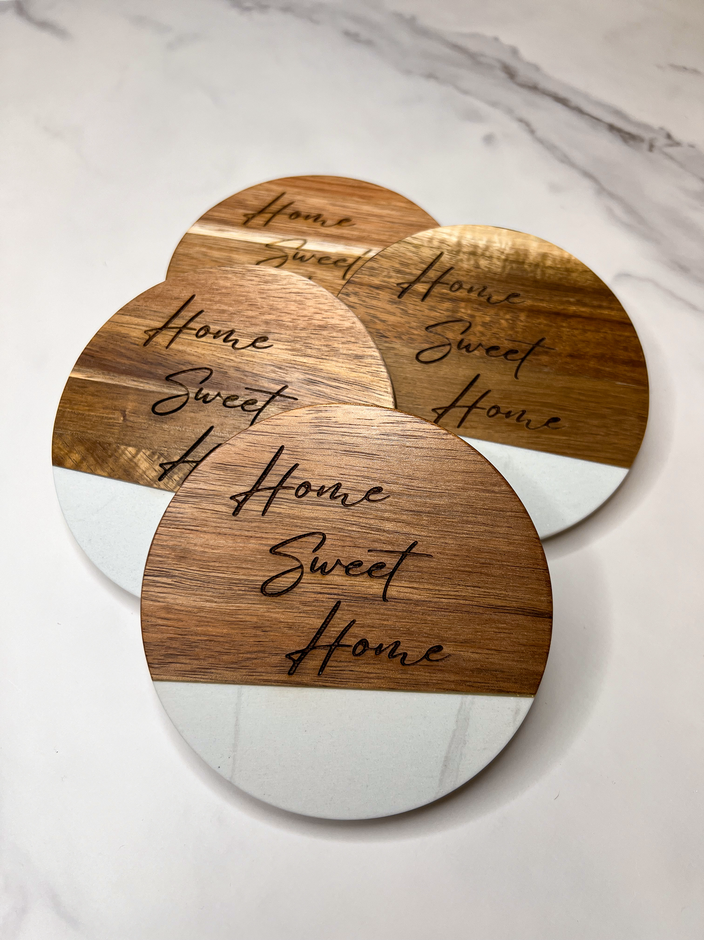 MARBLE & WOOD COASTERS